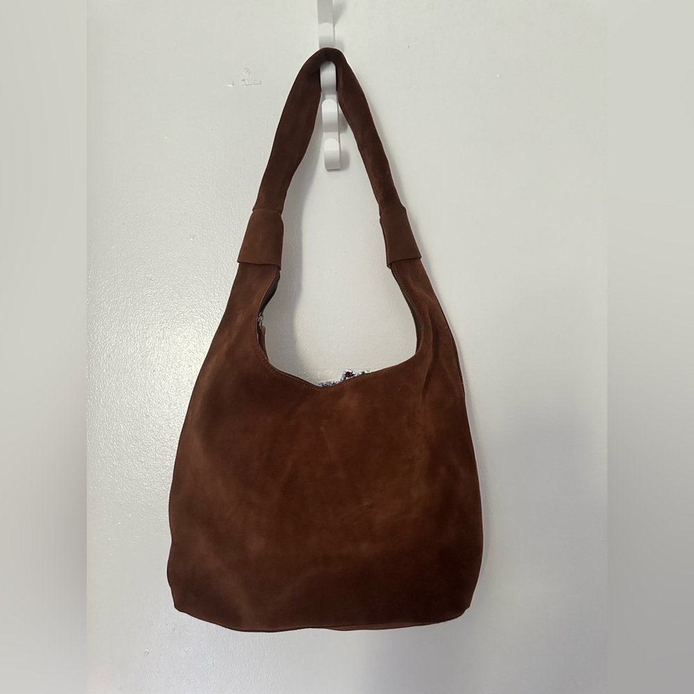 Genuine Suede Chocolate Brown Shoulder Bag